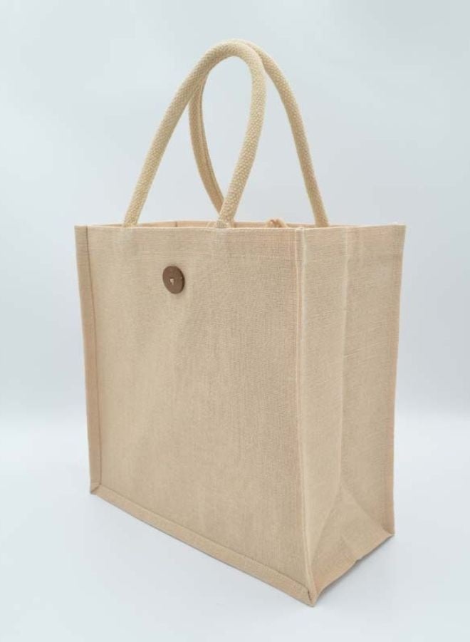 Fatio Set of 10 Natural Juco Bags with Button and Lamination - Image 1